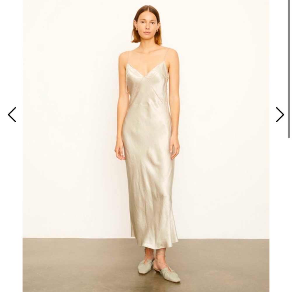 Vince Draped Beads V-neck Slip Dress Oat Stone size 2